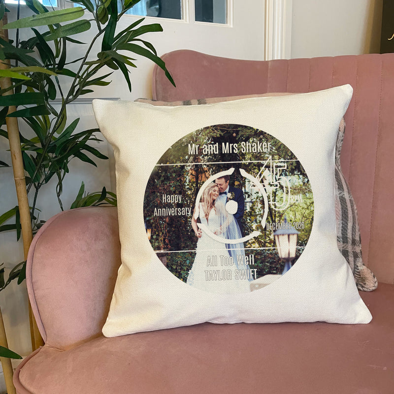 Personalised Photo Vinyl Record Cushion – Custom Music Memory Gift