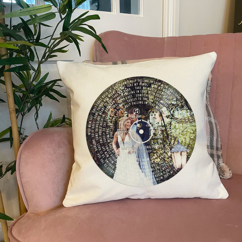 Personalised Wedding Photo Vinyl Record Cushion Cover (Photo Only)