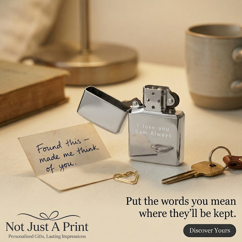 Personalised Message Lighter – Engraved Love Gift for Him