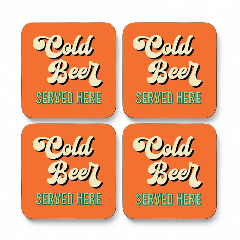 Personalised Vintage Beer Coasters – Retro Home Bar & Pub Design – Set of 4