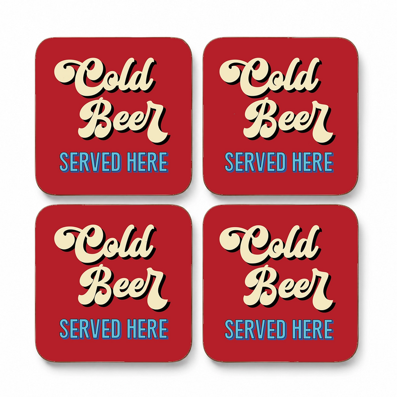 Personalised Vintage Beer Coasters – Retro Home Bar & Pub Design – Set of 4