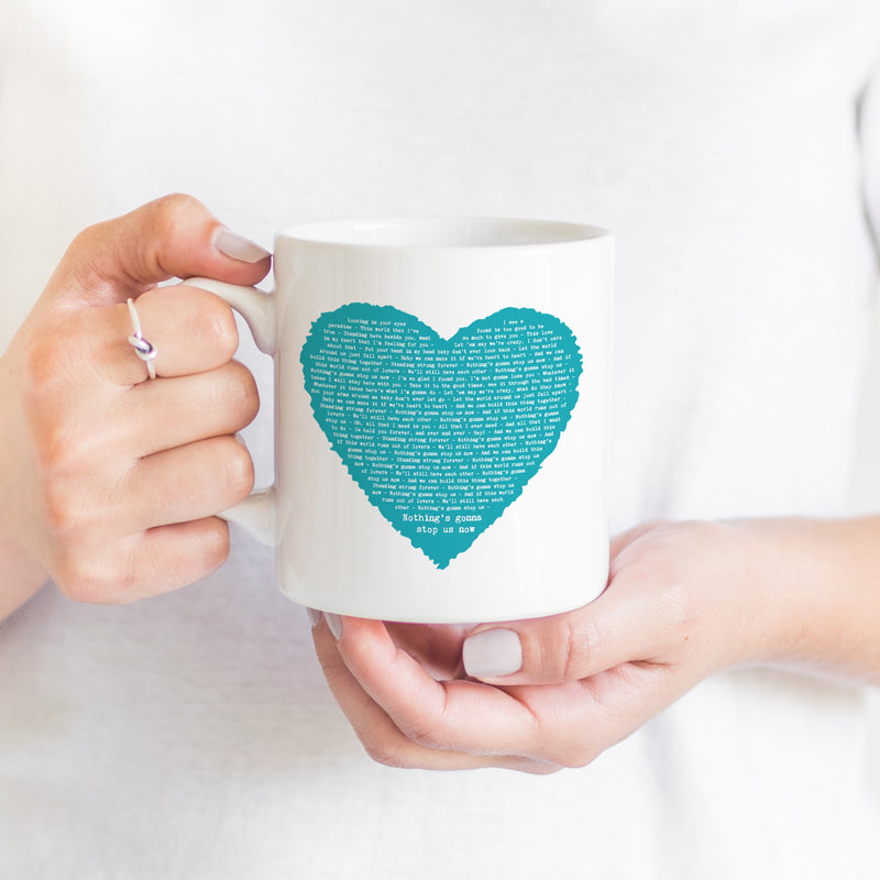 Personalised Song Lyrics Rustic Heart Mug – Romantic Music Gift