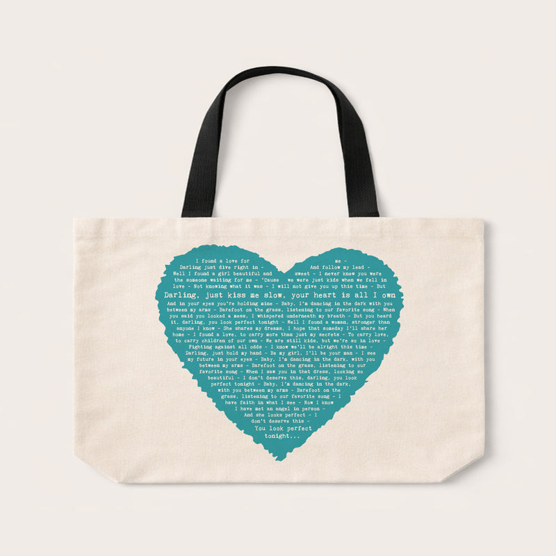 Custom Song Lyrics Heart Tote Bag – Romantic Music Gift