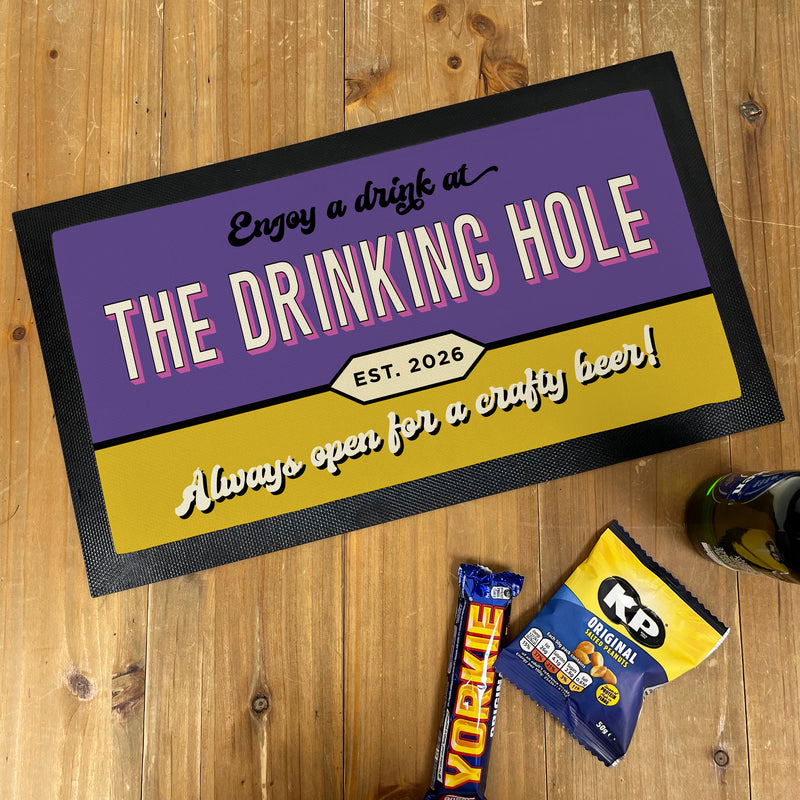 Personalised Vintage Beer Bar Mat – Retro Home Bar & Pub Design