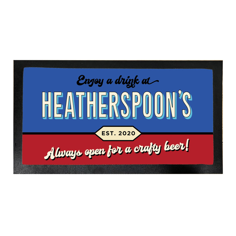 Personalised Vintage Beer Bar Mat – Retro Home Bar & Pub Design