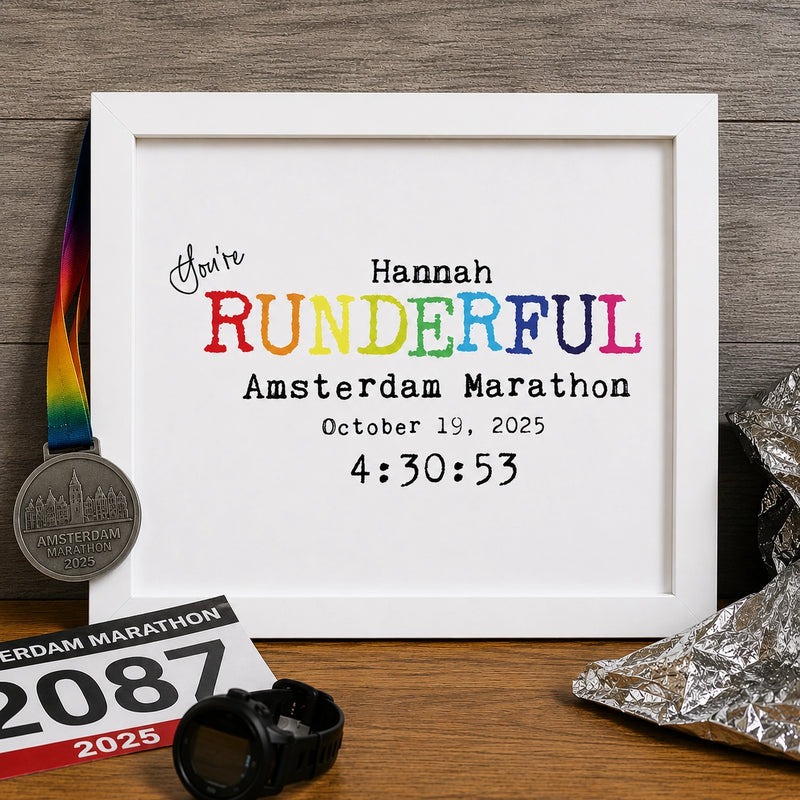 Personalised Running Achievement Frame – Runderful Marathon Gift