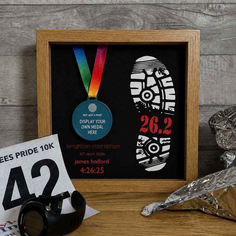 Personalised Marathon Medal Frame – Black Running Medal Display