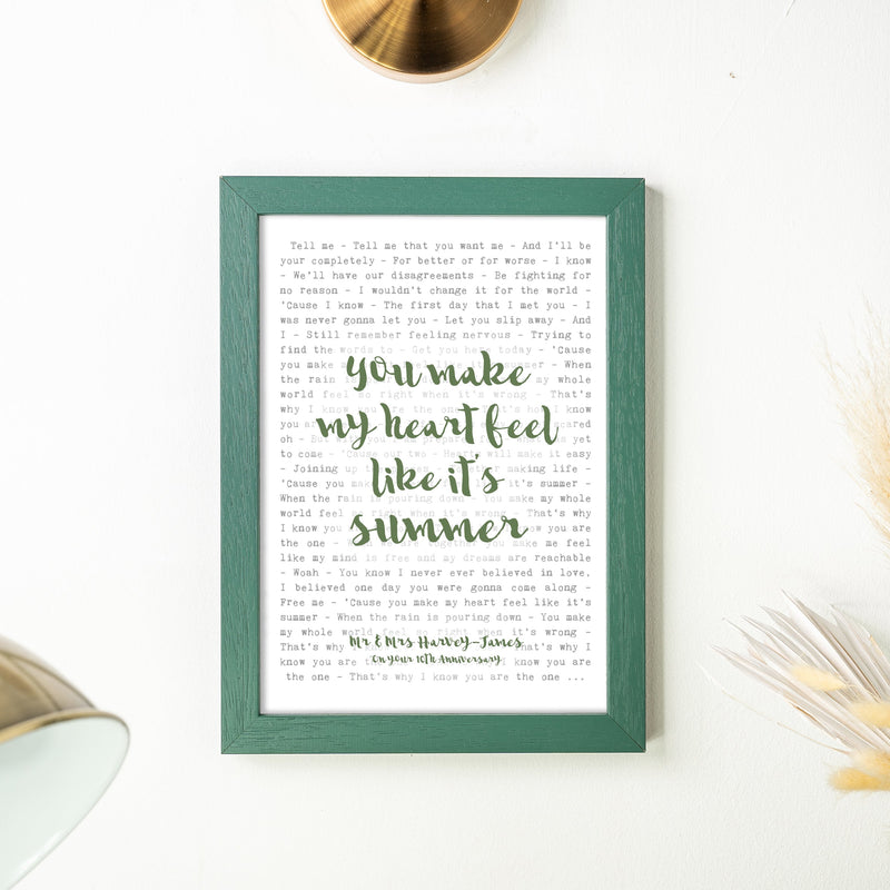 Our Song Lyrics Print – Personalised Couple Song Wall Art Gift
