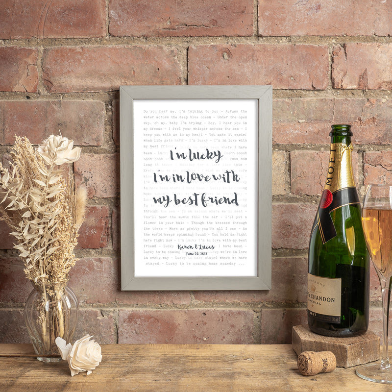 Our Song Lyrics Print – Personalised Couple Song Wall Art Gift