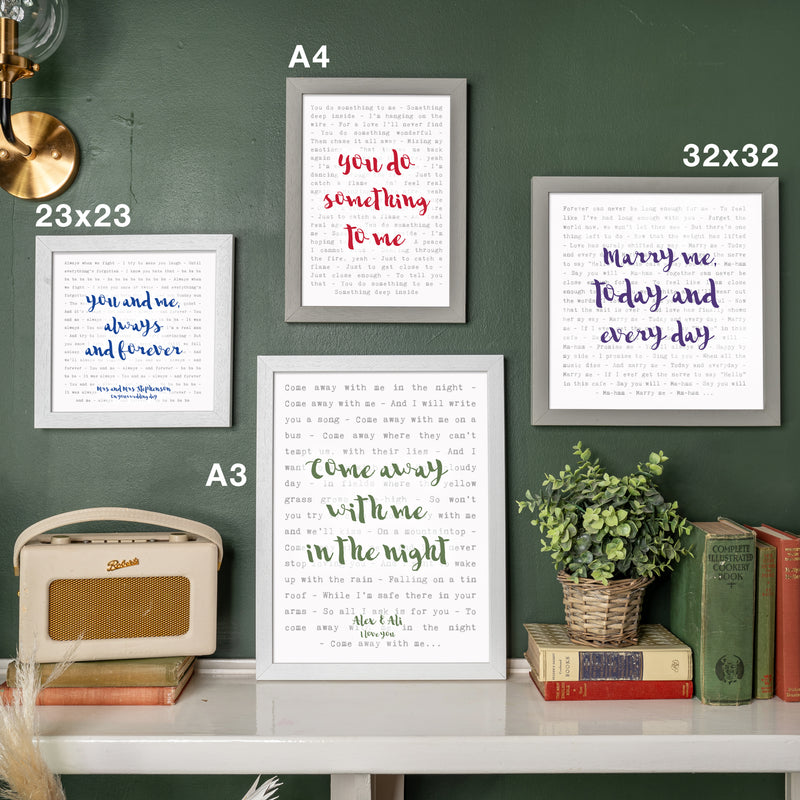 Our Song Lyrics Print – Personalised Couple Song Wall Art Gift