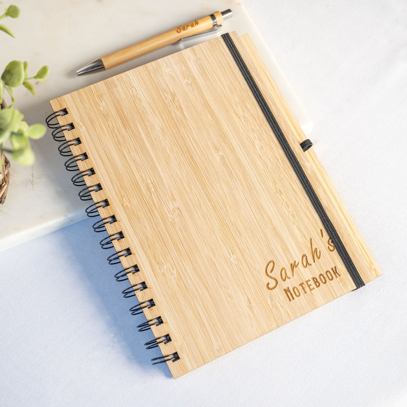 Personalised Bamboo Notebook & Pen Set