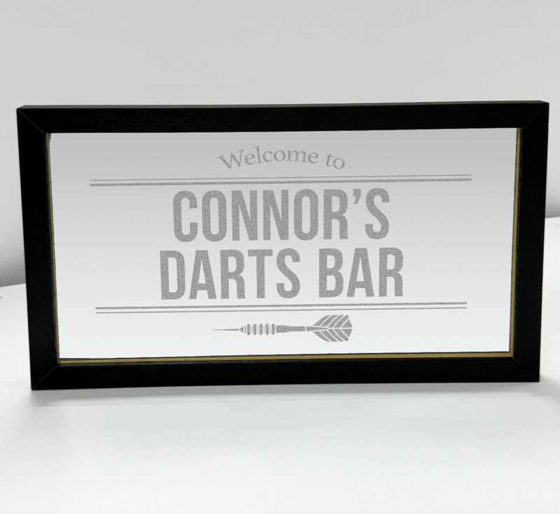 Personalised Darts Bar Mirror – Custom Home Bar / Games Room Sign