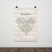 Personalised song lyric print with sheet music background and heart-shaped lyrics layout, custom song title at top