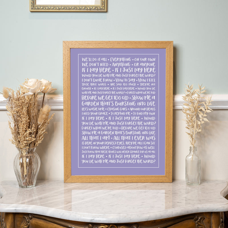 Favourite song lyrics solid colour typography print