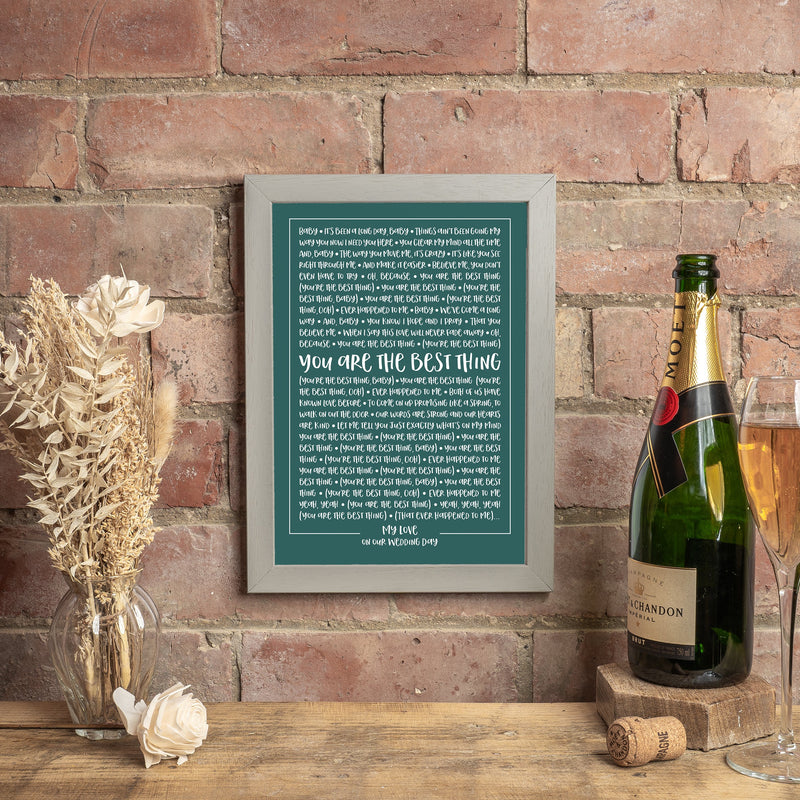 Favourite song lyrics solid colour typography print