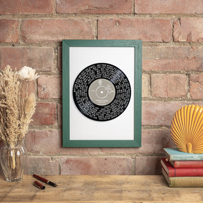 Solid Vinyl Record Styled Personalised Song Lyrics Print