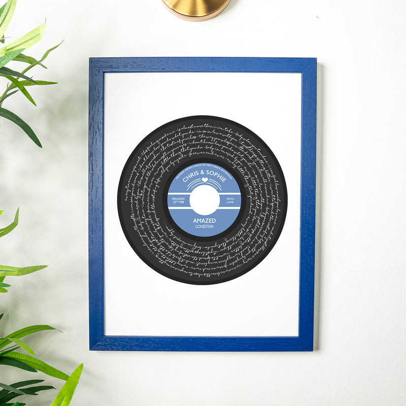 Solid Script Record Style Personalised Song Lyrics Print