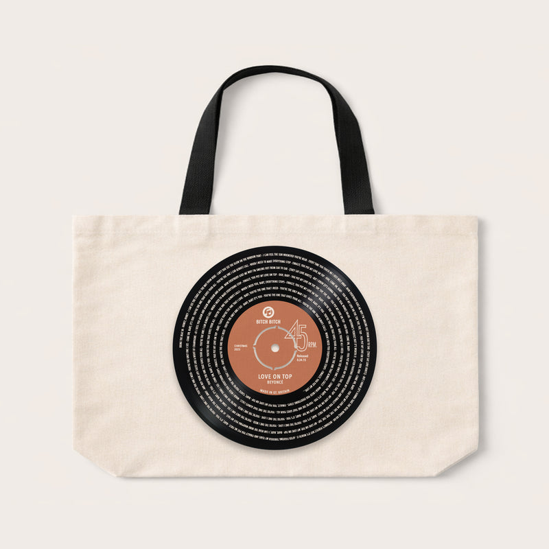 Personalised Solid Vinyl Song Lyrics Tote Bag – Music Lover Gift