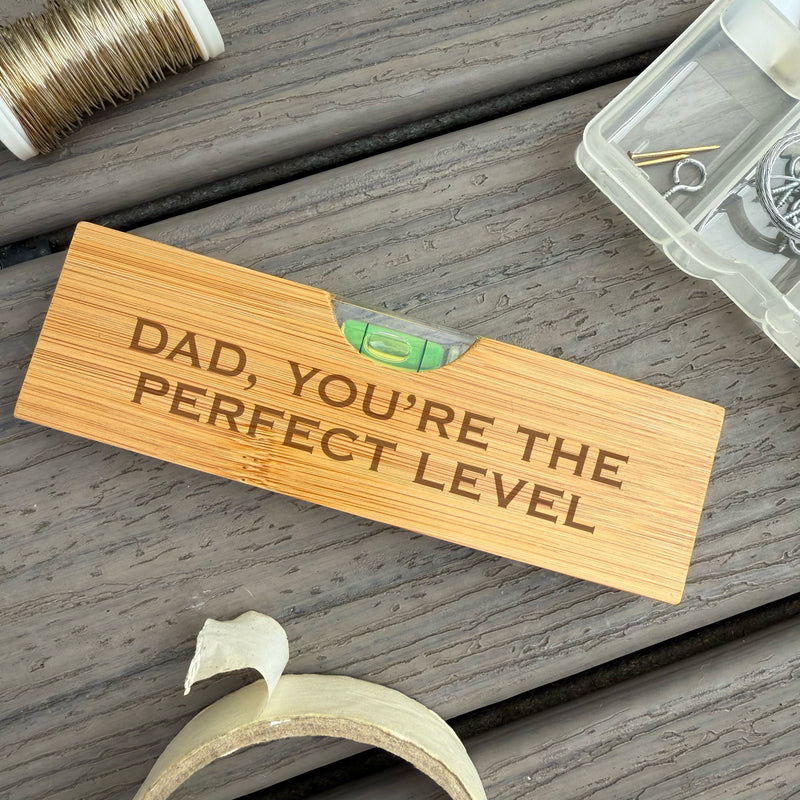 Personalised Bamboo Bottle Opener with Spirit Level - Father's Day Gift - Custom Message