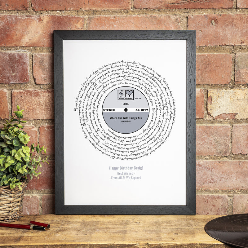 Song Lyrics Personalised Print Perfect Anniversary Gift