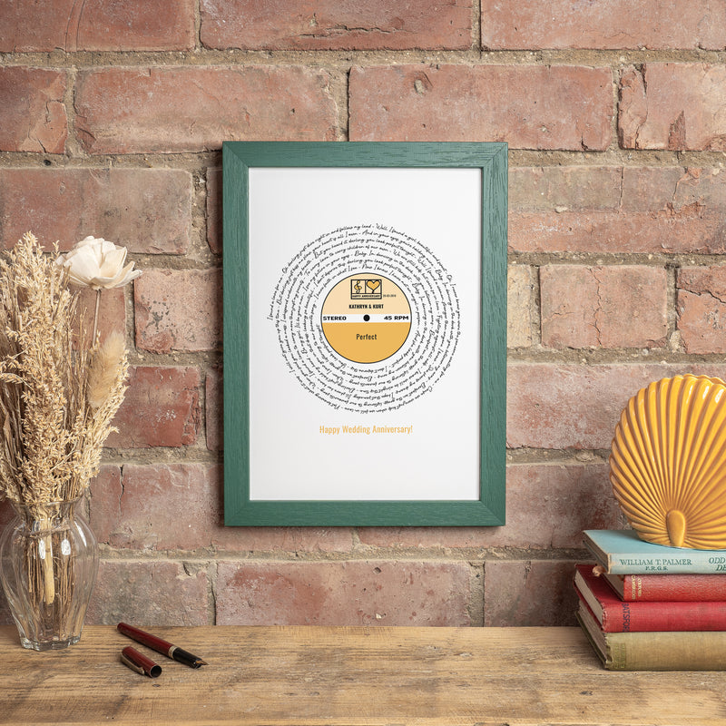 Song Lyrics Personalised Print Perfect Anniversary Gift