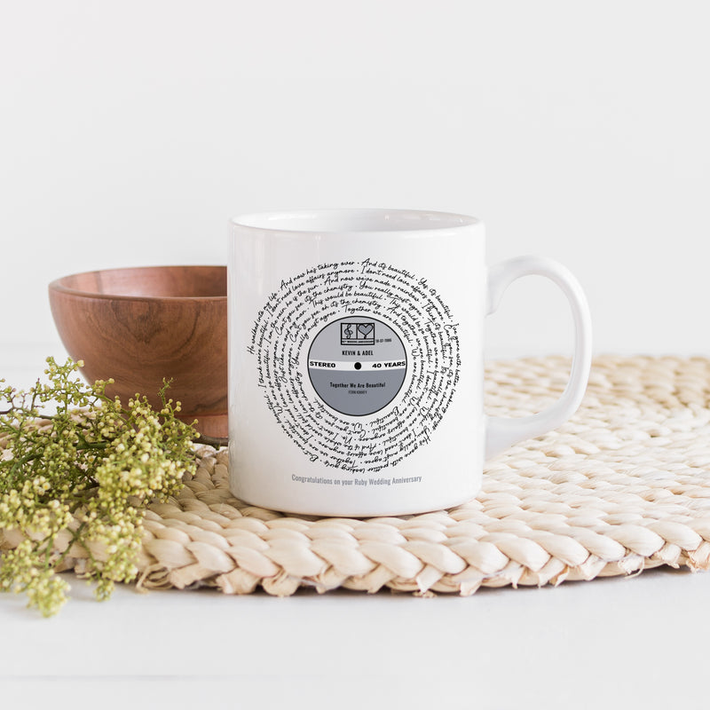 Personalised Vinyl Record Song Lyrics Mug – Custom Music Gift