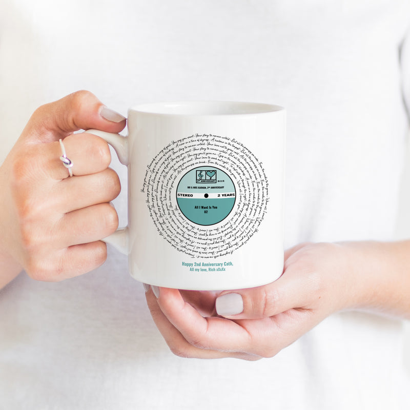 Personalised Vinyl Record Song Lyrics Mug – Custom Music Gift