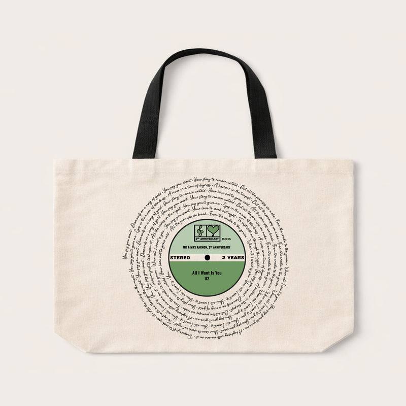 Personalised Song Lyrics Vinyl Record Tote Bag – Custom Music Gift