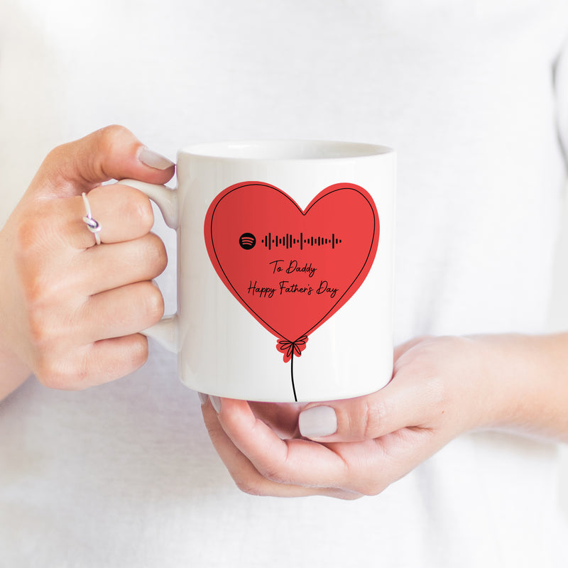 Personalised Spotify Code Mug – Heart Balloon Song Mug – Custom Music Gift
