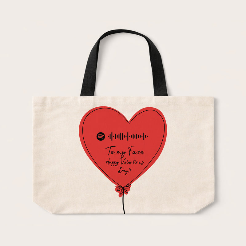 Personalised Spotify Code Tote Bag – Heart Balloon Song Bag – Custom Music Gift