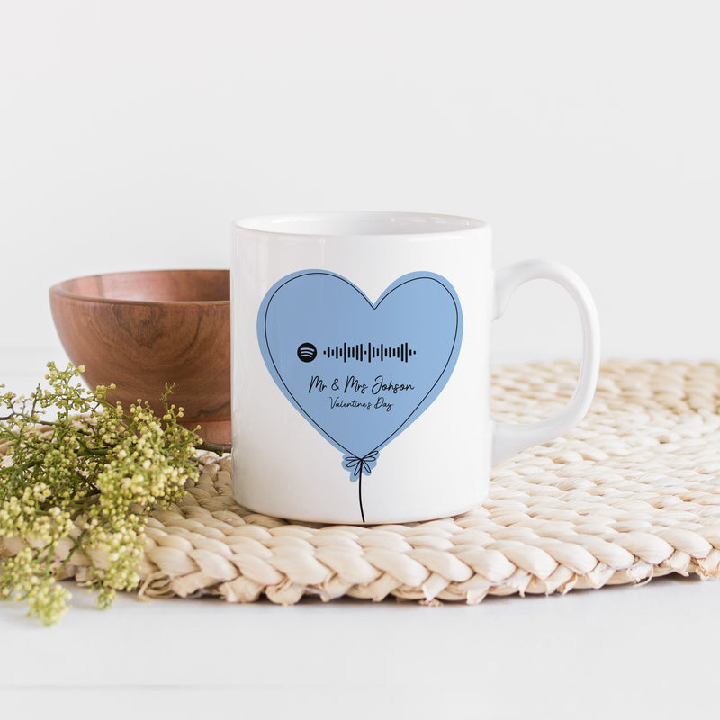 Personalised Spotify Code Mug – Heart Balloon Song Mug – Custom Music Gift