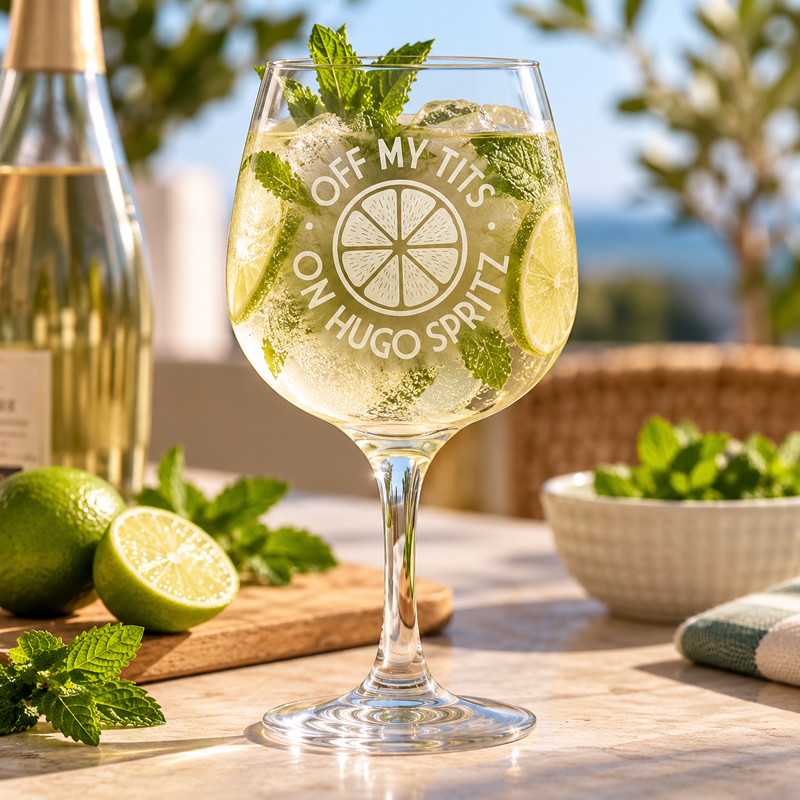 Off My Tits on Hugo Spritz Engraved Cocktail Glass – 730ml