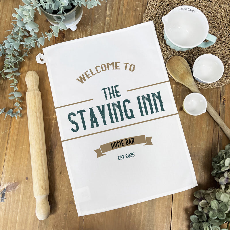 Personalised Pub Tea Towel – Vintage Bar Style Kitchen Gift, Custom Bar Towel, Cotton Linen for Home Bar or Man Cave