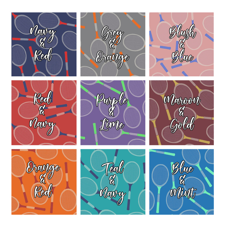 Tennis Racquet Patterned Personalised Pocket Square Pack of 4