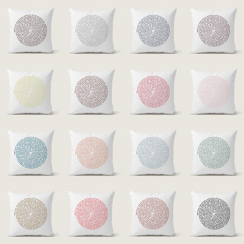 Personalised Song Lyrics Spiral Cushion – Custom Names & Date Couple Gift