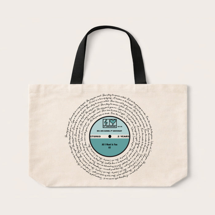 Personalised Song Lyrics Vinyl Record Tote Bag – Custom Music Gift