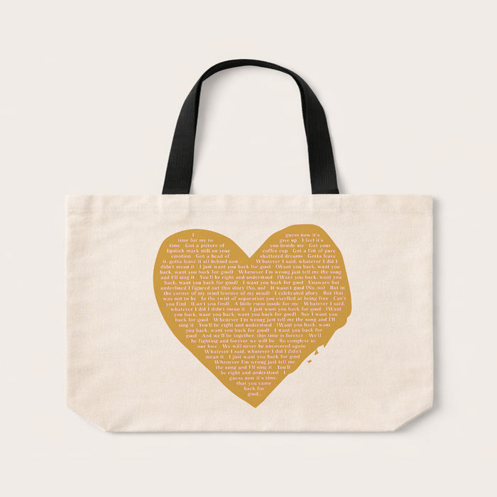 Personalised Song Lyrics Heart Tote Bag – Custom Music Gift