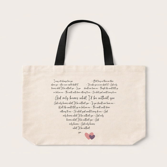 Custom Song Lyrics Heart Tote Bag | Personalised Anniversary Music Gift
