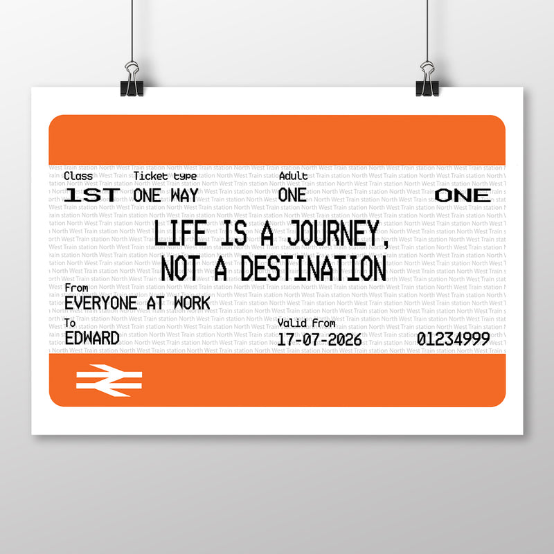 Personalised Rail Ticket Print FRAMED | British Rail Gift Anniversary Wedding