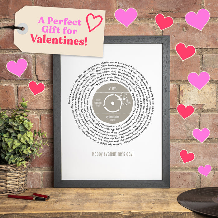 Personalised Original Style Record Song Lyrics Print