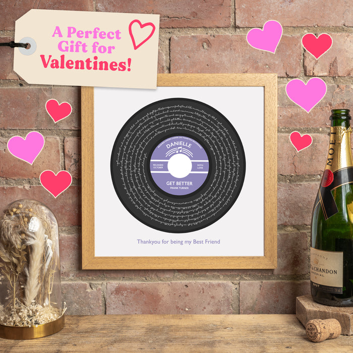 Solid Script Record Style Personalised Song Lyrics Print