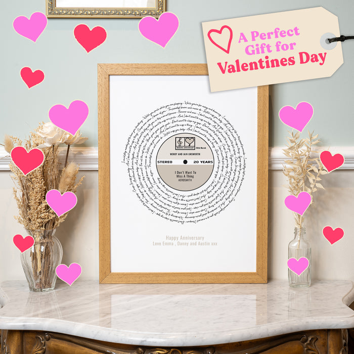 Song Lyrics Personalised Print Perfect Anniversary Gift