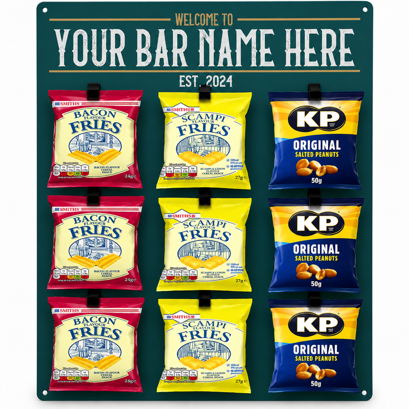 Personalised Home Bar Snack Station – Wall Mounted Pub Snack Holder with Treats