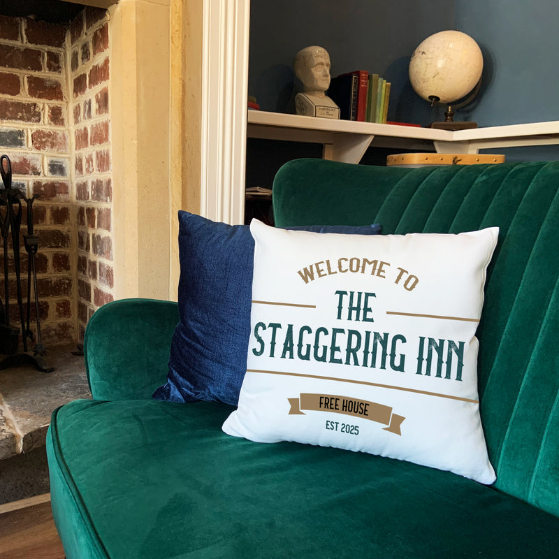 Custom Home Bar Throw Cushion – Personalised Home Bar Gift for Dad, Man Cave Decor, Father's Day Gift