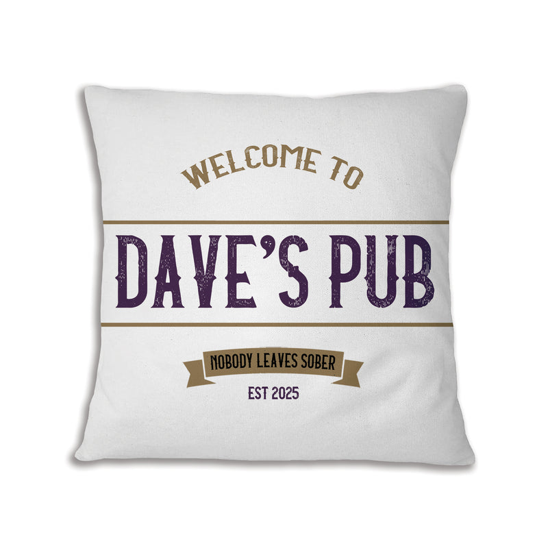 Custom Home Bar Throw Cushion – Personalised Home Bar Gift for Dad, Man Cave Decor, Father's Day Gift