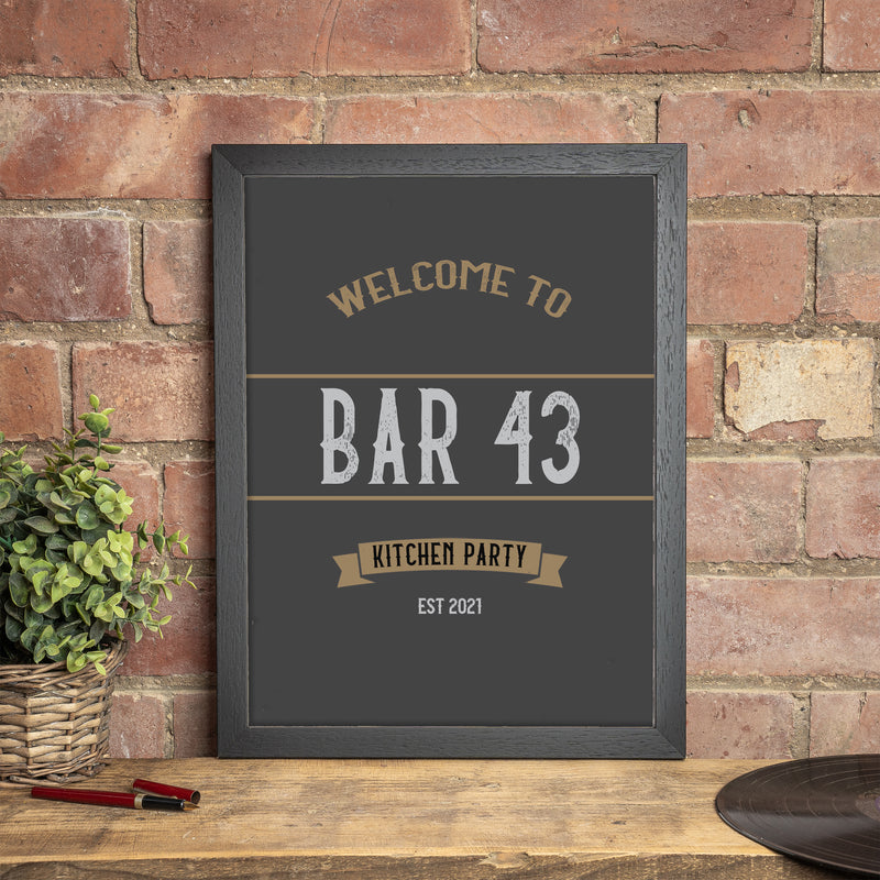 Custom Home Bar Wall Art Print – Personalised Pub Sign Style (Framed or Unframed)