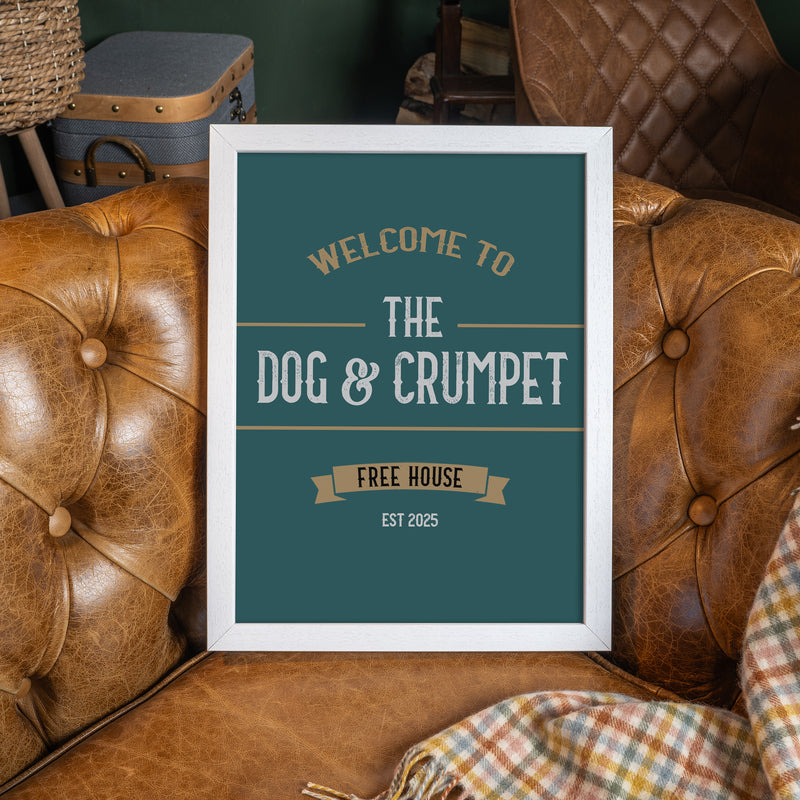 Custom Home Bar Wall Art Print – Personalised Pub Sign Style (Framed or Unframed)