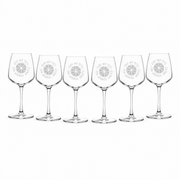 Set of six Off My Tits on Aperol Spritz engraved wine glasses