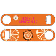 Personalised Aperol Spritz double-sided bar blade bottle opener with custom name and established year
