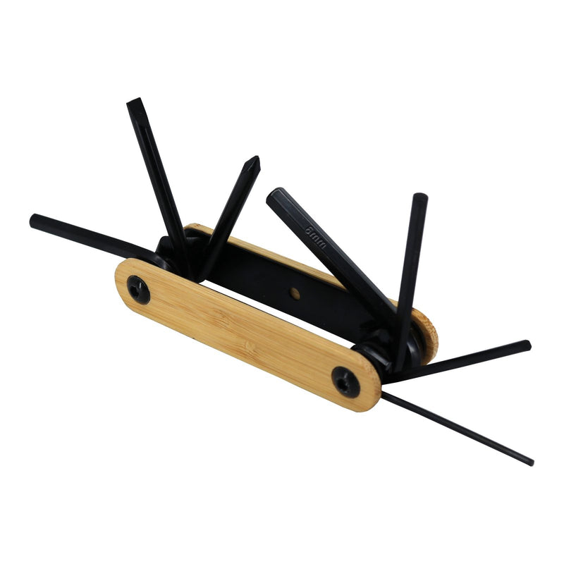 Personalised Bamboo & Black Steel 7-piece BIKE Set or Multi Tool Set